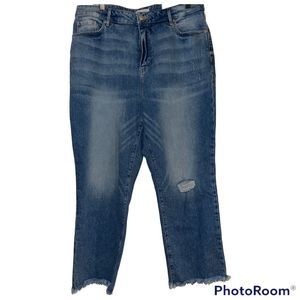 NEW Ann Taylor Loft The Curvy Straight Crop High Rise Jeans Size 14/32 raw hem